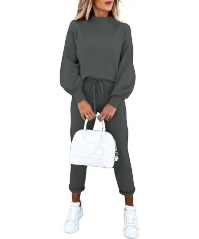 Women's 2 Piece Outfits Long Sleeve Pullover Sweatshirt Jogger Pants Sweatsuit 01-grey $30.58 Activewear