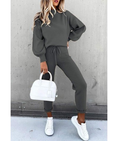 Women's 2 Piece Outfits Long Sleeve Pullover Sweatshirt Jogger Pants Sweatsuit 01-grey $30.58 Activewear