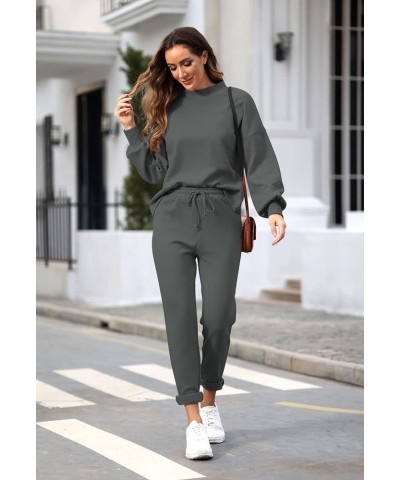 Women's 2 Piece Outfits Long Sleeve Pullover Sweatshirt Jogger Pants Sweatsuit 01-grey $30.58 Activewear