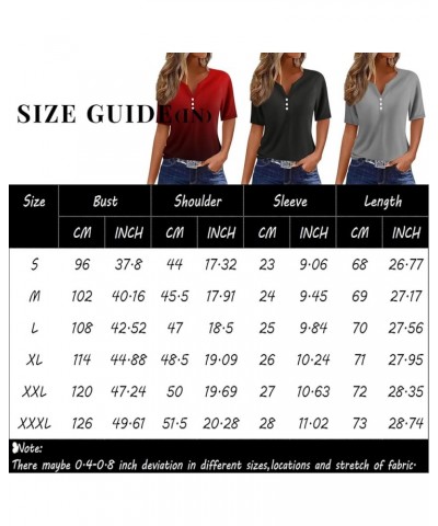 Short Sleeve Button Down Women Spring Ruched Tunic Shirts Henley Neck Workout Tops Short Sleeve Floral Summer Blouses A443-pu...