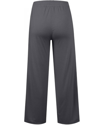 Women's Sweatpants High Waisted Linen Palazzo Pants Wide Leg Long Lounge Pant Trousers with Pocket Sweatpants 3-dark Gray $8....