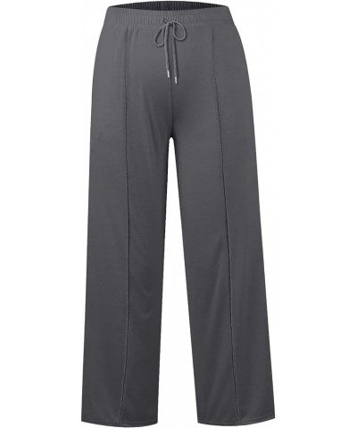 Women's Sweatpants High Waisted Linen Palazzo Pants Wide Leg Long Lounge Pant Trousers with Pocket Sweatpants 3-dark Gray $8....