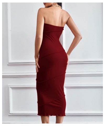 Women's Strapless Tube Bodycon Cocktail Evening Formal Long Dress Wine $9.84 Dresses