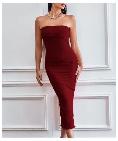 Women's Strapless Tube Bodycon Cocktail Evening Formal Long Dress Wine $9.84 Dresses