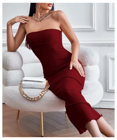 Women's Strapless Tube Bodycon Cocktail Evening Formal Long Dress Wine $9.84 Dresses