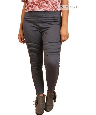 Washed Moto Jeggings with Pintuck and Zipper Detail Charcoal $21.73 Leggings