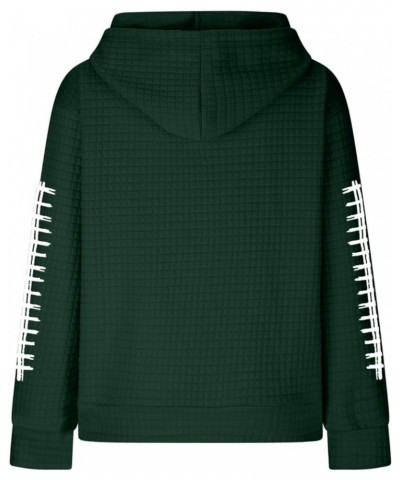 Touchdown Season Womens Waffle Knit Hoodies Long Sleeve Football Print Sweatshirts Drawstring Trendy Pullover Tops 6-green $2...