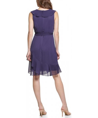 Women's Sleeveless Ruffle Faux Wrap Dress Raisin $34.62 Dresses