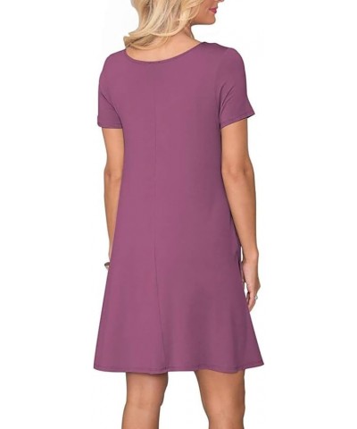 Women's Casual T Shirt Dress Summer Short Sleeve Swing Dresses with Pockets Mauve-1 $13.11 Dresses