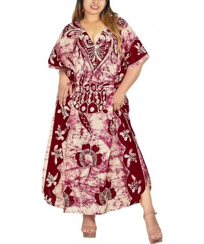 Women's Batik Caftan Loungewear House Dashiki Dress V Neck Kaftan Nightshirts for Women Sleepwear Plus size Maroon, Turtle $2...