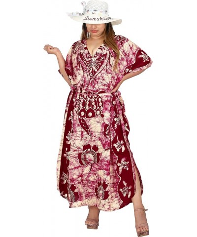 Women's Batik Caftan Loungewear House Dashiki Dress V Neck Kaftan Nightshirts for Women Sleepwear Plus size Maroon, Turtle $2...