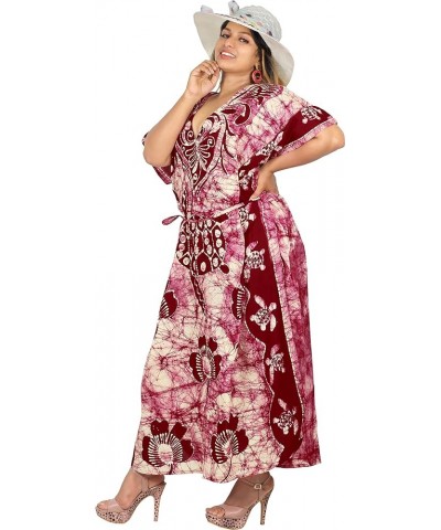 Women's Batik Caftan Loungewear House Dashiki Dress V Neck Kaftan Nightshirts for Women Sleepwear Plus size Maroon, Turtle $2...