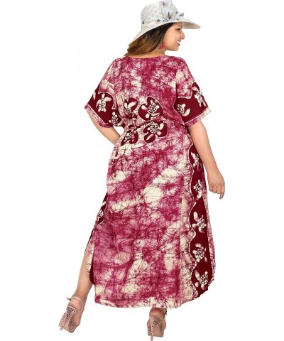 Women's Batik Caftan Loungewear House Dashiki Dress V Neck Kaftan Nightshirts for Women Sleepwear Plus size Maroon, Turtle $2...