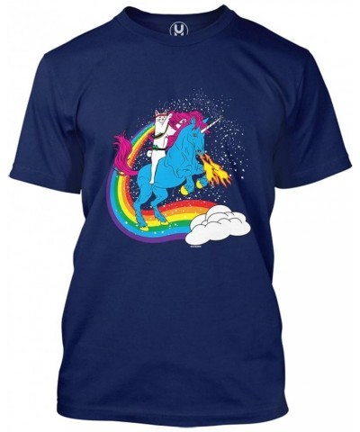 Cat Riding Unicorn - Rainbow Funny Magical Men's T-Shirt Navy $13.65 T-Shirts