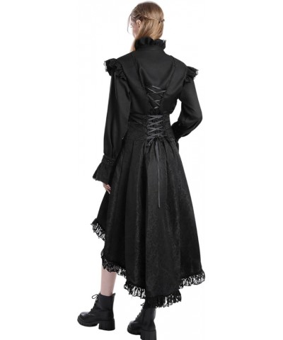 Victorian Blouses for Women Long Sleeve Victorian Shirt High Neck Goth Ruffle Shirt 092 Black $14.00 Blouses