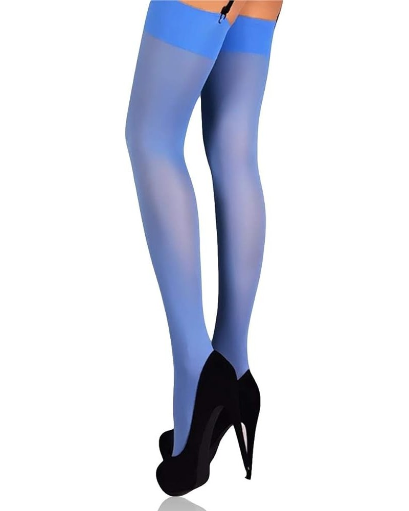 Women's Thigh High Stockings for Garter Belts Thigh High Tights 40 Denier Nylons Light Blue $12.00 Socks