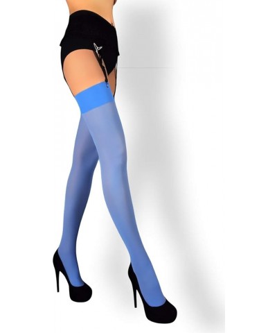 Women's Thigh High Stockings for Garter Belts Thigh High Tights 40 Denier Nylons Light Blue $12.00 Socks