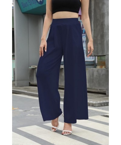 Women's Stretchy Plus Size Wide Leg Palazzo Pants (S-3XL) A-dark Blue $18.89 Pants