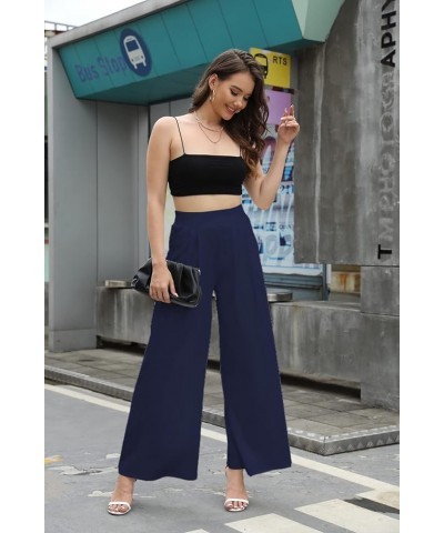 Women's Stretchy Plus Size Wide Leg Palazzo Pants (S-3XL) A-dark Blue $18.89 Pants