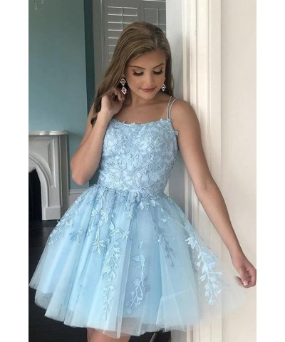 Women's Homecoming Dresses Short Prom Dress Lace Appliques for Teens Spaghetti Mini Party Gowns Yellow $28.61 Dresses