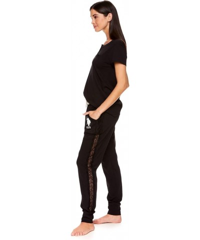 Womens Pajama Set with Pockets - Short Sleeve Shirt and Pajama Pants Pj Set Black1 $13.54 Sleep & Lounge