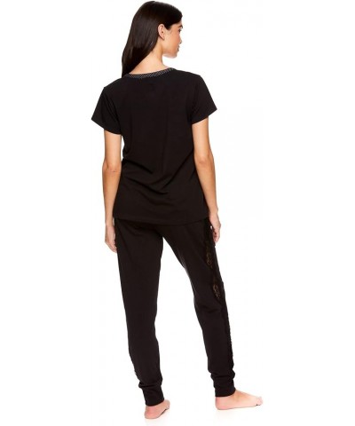 Womens Pajama Set with Pockets - Short Sleeve Shirt and Pajama Pants Pj Set Black1 $13.54 Sleep & Lounge