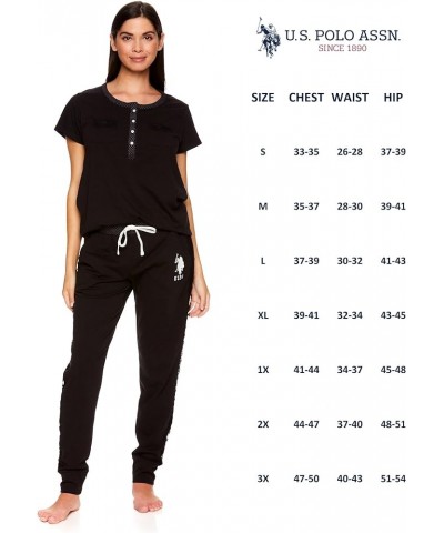 Womens Pajama Set with Pockets - Short Sleeve Shirt and Pajama Pants Pj Set Black1 $13.54 Sleep & Lounge