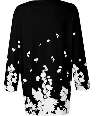 Womens Plus Size Tops Long Sleeve Shirts for Women Button V-Neck Floral Print Shirt Casual Fashion Blouse 35-black $9.01 Tanks