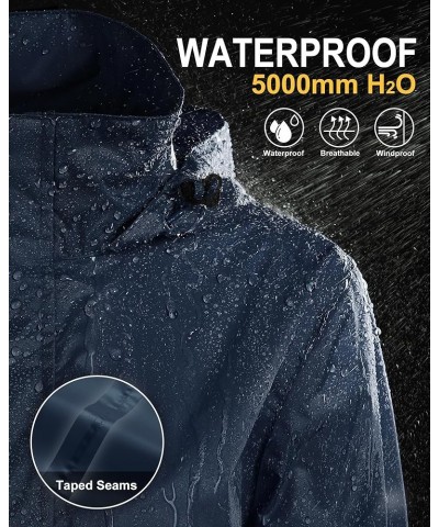 Women's Rain Jacket Waterproof Lightweight Packable Raincoat with Hood for Golf Hiking Travel Windbreaker Dark Blue $22.35 Coats