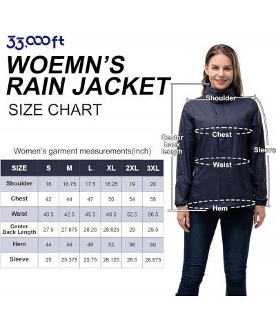 Women's Rain Jacket Waterproof Lightweight Packable Raincoat with Hood for Golf Hiking Travel Windbreaker Dark Blue $22.35 Coats