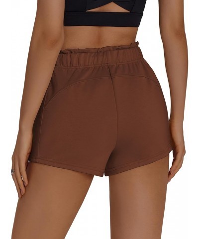 Womens Sweat Shorts Casual Soft Athletic Short Elastic Waisted Comfy Lounge Shorts Activewear with Pockets Style B Brown $11....