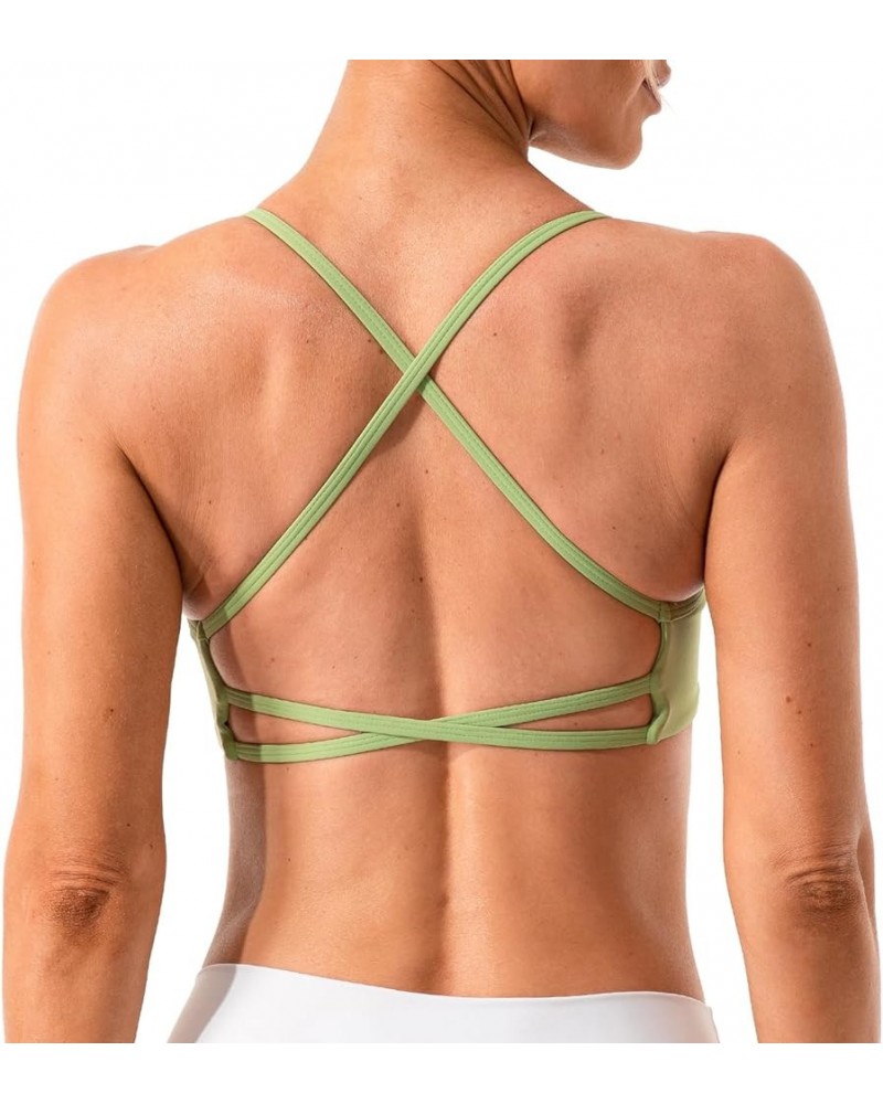 Women's Open Crisscross Back Sports Bra - Low Impact Spaghetti Strap Yoga Workout Bras Spring Mint $17.39 Lingerie