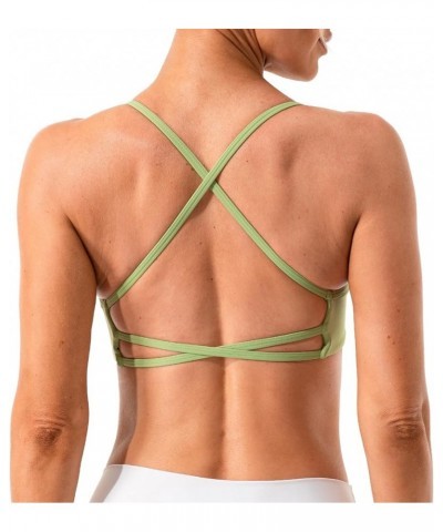 Women's Open Crisscross Back Sports Bra - Low Impact Spaghetti Strap Yoga Workout Bras Spring Mint $17.39 Lingerie