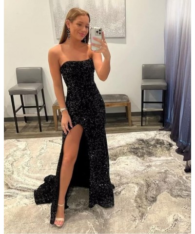 Sequin Prom Dress 2023 Long Sparkly Mermaid Evening Dress with Slit Glitter Party Gowns SK424 Hot Pink $29.40 Dresses