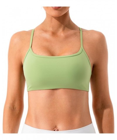 Women's Open Crisscross Back Sports Bra - Low Impact Spaghetti Strap Yoga Workout Bras Spring Mint $17.39 Lingerie