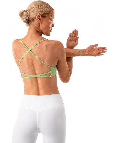 Women's Open Crisscross Back Sports Bra - Low Impact Spaghetti Strap Yoga Workout Bras Spring Mint $17.39 Lingerie