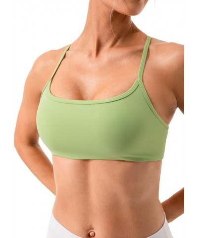 Women's Open Crisscross Back Sports Bra - Low Impact Spaghetti Strap Yoga Workout Bras Spring Mint $17.39 Lingerie