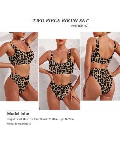 Women's Crop Top High Waisted Cheeky Bikini Set Two Piece Swimsuits 03 - Leopard1 $15.44 Swimsuits