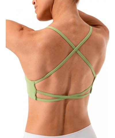 Women's Open Crisscross Back Sports Bra - Low Impact Spaghetti Strap Yoga Workout Bras Spring Mint $17.39 Lingerie