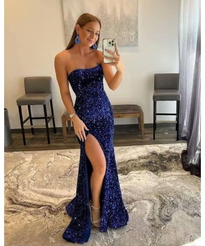 Sequin Prom Dress 2023 Long Sparkly Mermaid Evening Dress with Slit Glitter Party Gowns SK424 Yellow $29.40 Dresses