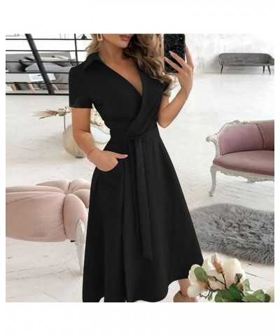 Vintage Dress for Women Summer Dresses 2024 Spring Crewneck Patchwork Boho Floral Ruffle Cocktail Party Midi Dress Black-b $8...