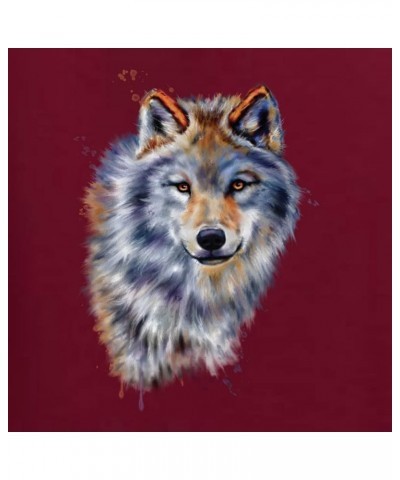 Wolf Oil Painting Animal Lover Unisex Crewneck Graphic Sweatshirt Maroon $22.71 Hoodies & Sweatshirts