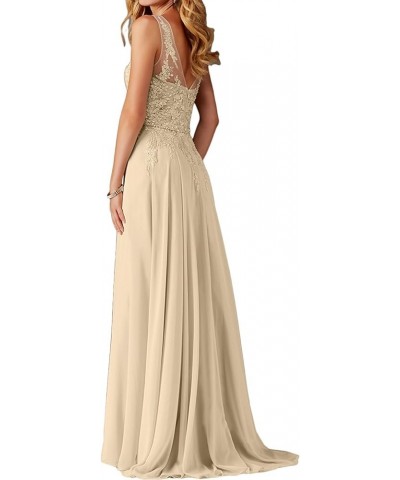 Women's V Neck Appliques Prom Dress Long Beaded Evening Party Gowns Champagne $48.39 Dresses