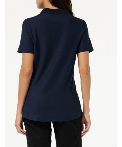 Women's Relaxed Fit Midweight Short-Sleeve Pocket Polo Navy $15.35 Shirts