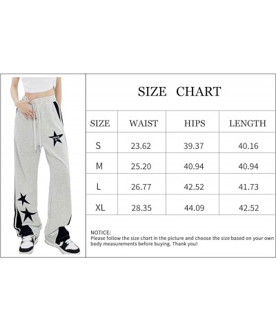 Women's Y2K Star Pants Baggy Drawstring Joggers Patchwork Wide Leg Sweatpants with Pockets 03-black $11.50 Pants