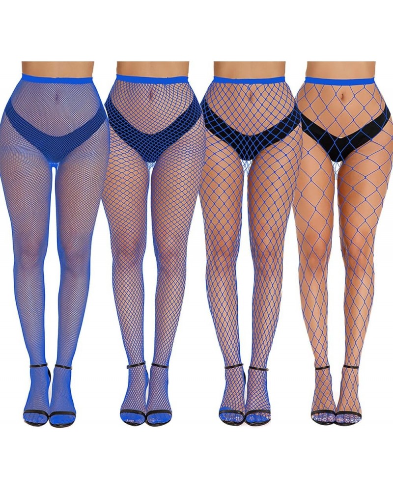 Womens 3/4 Length Fishnet Mesh See Through Slim Fit Leggings Short Half Pants 3 Royal Blue H $10.32 Leggings