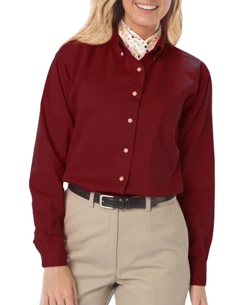 BG6213 - Ladies' 100% Cotton Long Sleeve Signature Twill Burgundy $16.95 Shirts