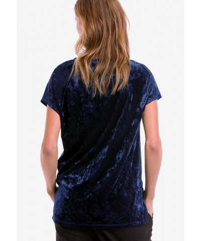 Women's Plus Size Crushed Velour Tee T-Shirt Dusty Cornflower $14.30 T-Shirts