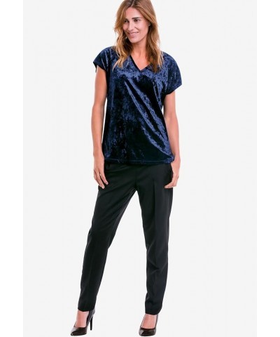 Women's Plus Size Crushed Velour Tee T-Shirt Dusty Cornflower $14.30 T-Shirts