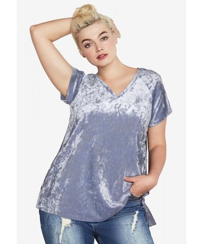 Women's Plus Size Crushed Velour Tee T-Shirt Dusty Cornflower $14.30 T-Shirts